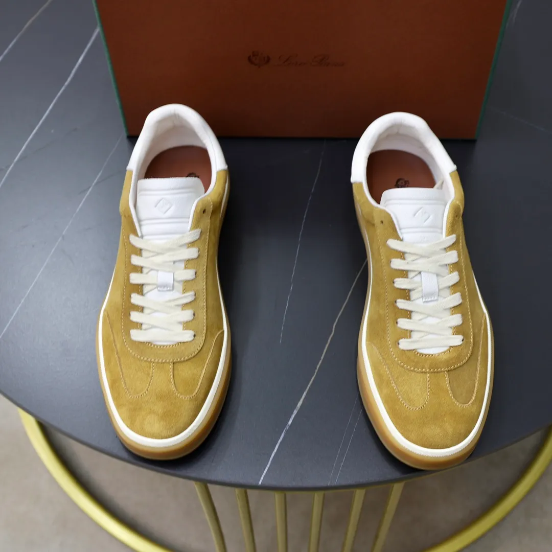 Men's Men's Shoes💰540💰••New Products•• LoroPian*_Noyo-Pianya New men's casual moral training sneakers, LP lace-up casual shoes!  Made of original imported soft cowhide and suede fabric, it highlights the sporty style. The heel is decorated with logo embossing and the original molding. The raw rubber translucent sole combined with the color welt adds a sense of modernity to the shoe. The shoe is overall refreshing and easy to match with style. It has a full cowhide lining for the feet. The original box packaging at the counter comes with wooden balls and a dust bag! Size: 38-44 (.45 customized)